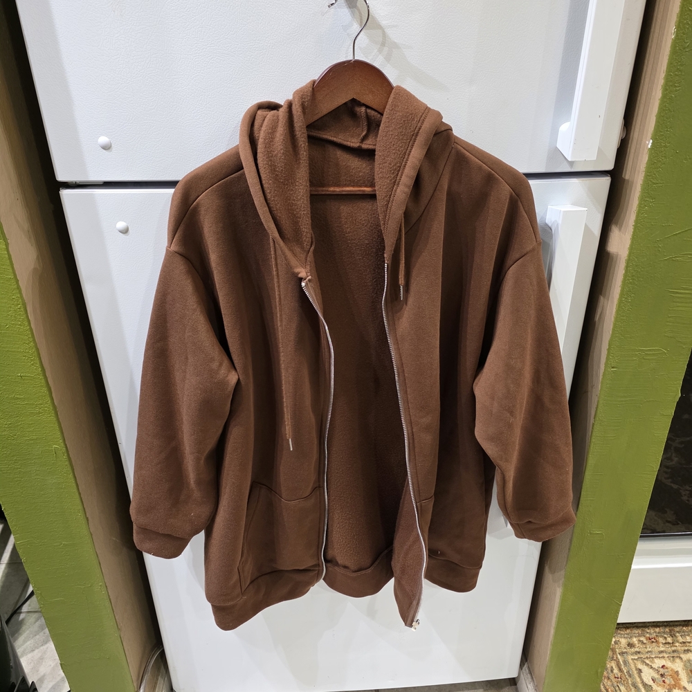ROMWE Brown Hooded Puffer Jacket